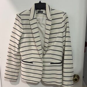 Tommy Hilfiger Cream and Navy Blue Striped Blazer sz 10